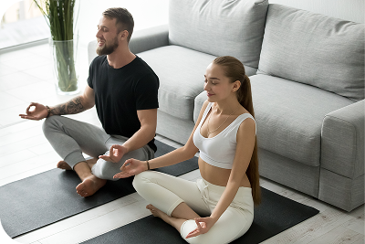 Couple meditating
